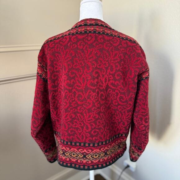 Coldwater Creek Icelandic Vintage Wool Blend Cheongsam Style Sweater Jacket M - Picture 3 of 4